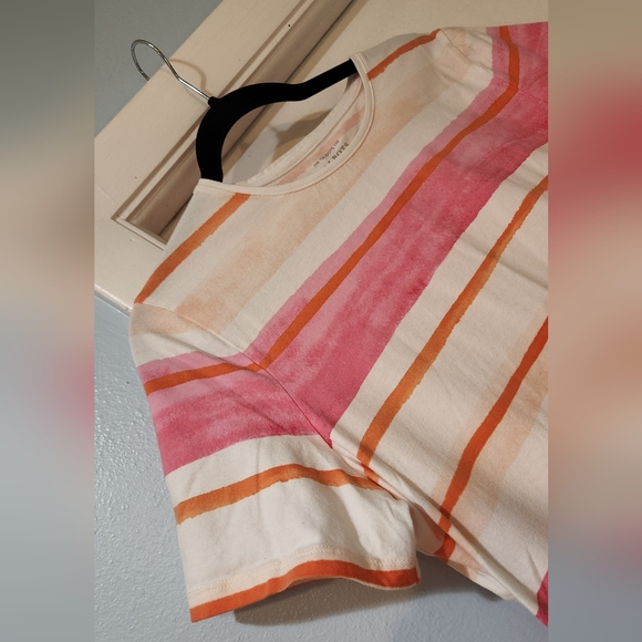 Women's Talbots Pink And Orange Stripe Tee, Size L - Picture 7 of 11